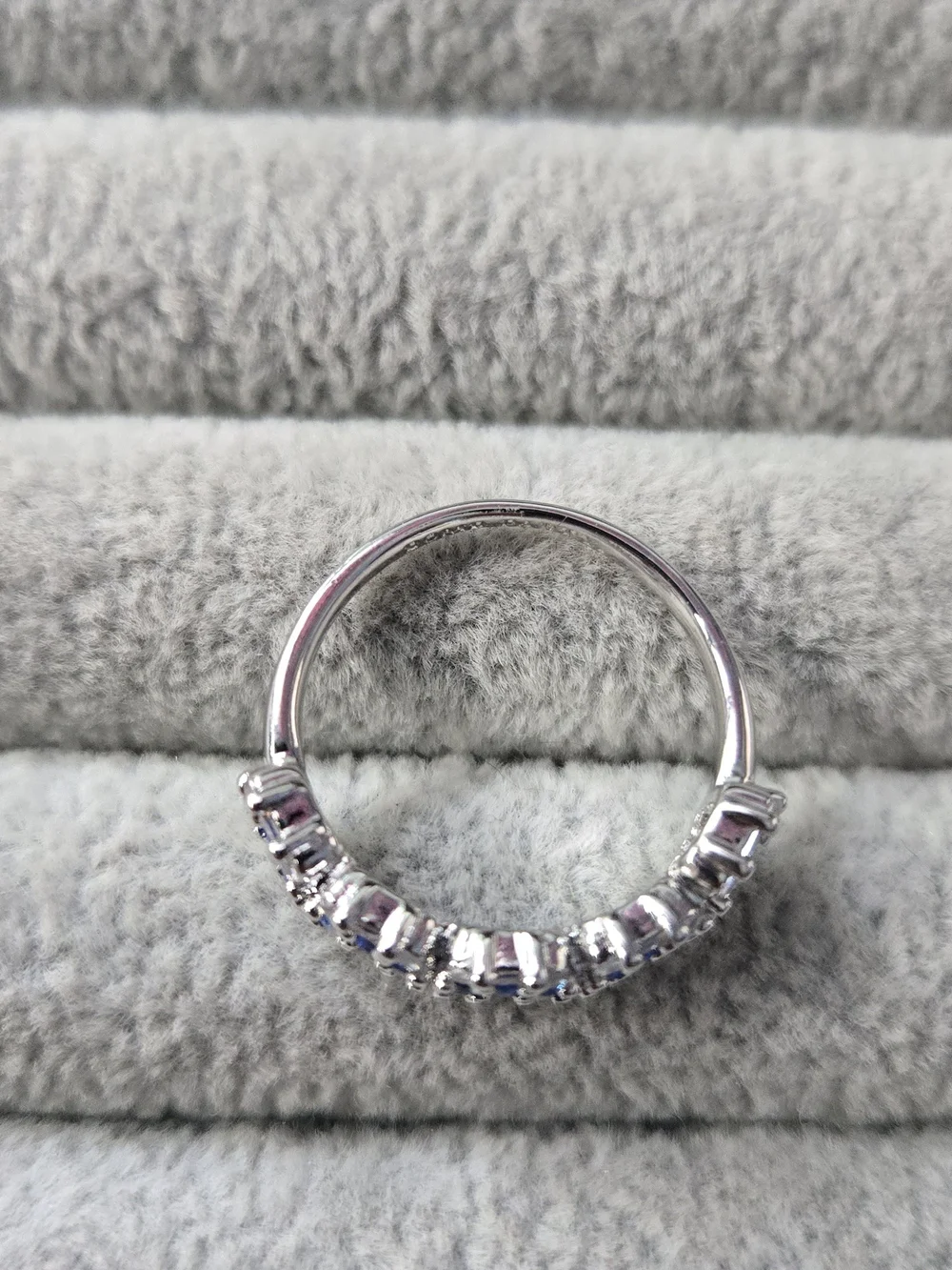 Size 7 Blue Topaz Bomb Party Rhodium Plated Ring